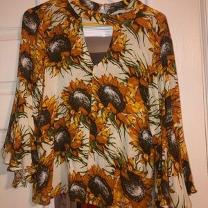 Sunflower Bell Sleeve Boutique Top